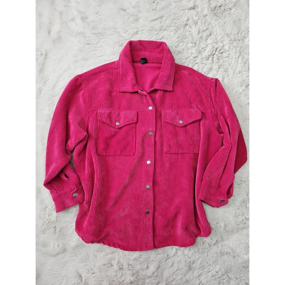 Wild Fable Corduroy Shacket Womens Large‎ L Pink Button Down Jacket Ribbed Y2K - Picture 9 of 12